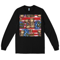 Black proud veteran seamless pattern Long Sleeve Tee - HRA Design Shop
