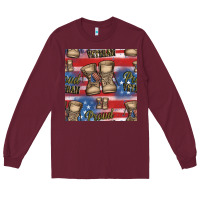 Burgundy proud veteran seamless pattern Long Sleeve Tee - HRA Design Shop