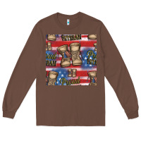 Chestnut proud veteran seamless pattern Long Sleeve Tee - HRA Design Shop
