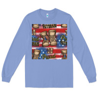Colony Blue proud veteran seamless pattern Long Sleeve Tee - HRA Design Shop