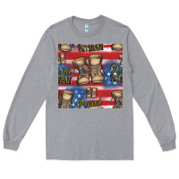Heather Grey proud veteran seamless pattern Long Sleeve Tee - HRA Design Shop