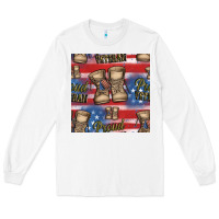 White proud veteran seamless pattern Long Sleeve Tee - HRA Design Shop