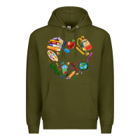 Army Green teacher heart custom Premium Hoodie - NancyCooperArtShop