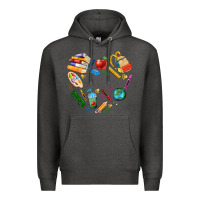 Charcoal Heather teacher heart custom Premium Hoodie - NancyCooperArtShop