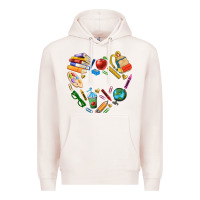 Pale Pink teacher heart custom Premium Hoodie - NancyCooperArtShop