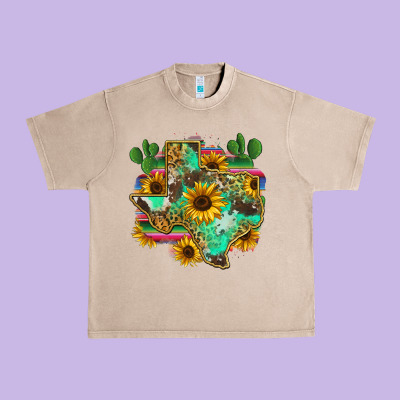 Texas Map Urban Heavy Tee Designed By Zillion Design Studio