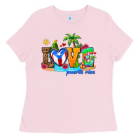 Bubblegum Pink love puerto rico Ladies Tee - AdoDesignShop