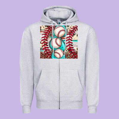Baseball Leopard Cowhide Turquoise Zipper Hoodie Designed By Jahusdesignshop