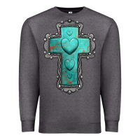 Charcoal Heather turquoise gemstone cross Premium Sweatshirt - Jasminsmagicworld