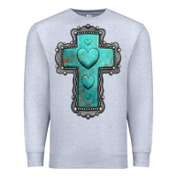 Heather Grey turquoise gemstone cross Premium Sweatshirt - Jasminsmagicworld