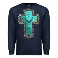 Navy turquoise gemstone cross Premium Sweatshirt - Jasminsmagicworld