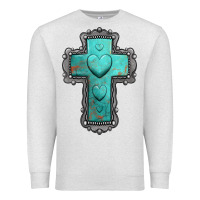 Oatmeal Heather turquoise gemstone cross Premium Sweatshirt - Jasminsmagicworld