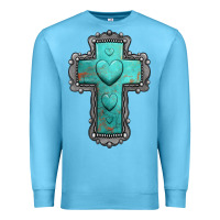 Ocean Blue turquoise gemstone cross Premium Sweatshirt - Jasminsmagicworld