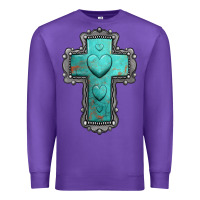 Purple turquoise gemstone cross Premium Sweatshirt - Jasminsmagicworld