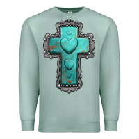 Seafoam turquoise gemstone cross Premium Sweatshirt - Jasminsmagicworld
