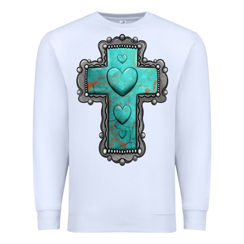 Turquoise Gemstone Cross Premium Sweatshirt by Jasminsmagicworld | Teevron