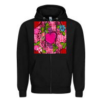 Black valentines day flower heart with leopard seamless pattern Zipper Hoodie - BundleAndBundleShop