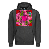 Charcoal Heather valentines day flower heart with leopard seamless pattern Zipper Hoodie - BundleAndBundleShop