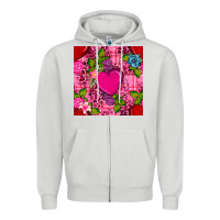 Dove Grey valentines day flower heart with leopard seamless pattern Zipper Hoodie - BundleAndBundleShop