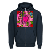 Navy valentines day flower heart with leopard seamless pattern Zipper Hoodie - BundleAndBundleShop