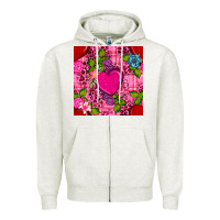 Oatmeal Heather valentines day flower heart with leopard seamless pattern Zipper Hoodie - BundleAndBundleShop
