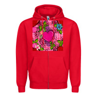 Red valentines day flower heart with leopard seamless pattern Zipper Hoodie - BundleAndBundleShop