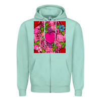 Seafoam valentines day flower heart with leopard seamless pattern Zipper Hoodie - BundleAndBundleShop