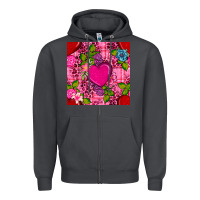Smoke valentines day flower heart with leopard seamless pattern Zipper Hoodie - BundleAndBundleShop