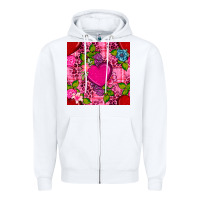 White valentines day flower heart with leopard seamless pattern Zipper Hoodie - BundleAndBundleShop