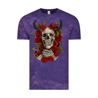 Cloud Purple Bull Human Skull With Roses Vintage Tee - RanaPortraitStore