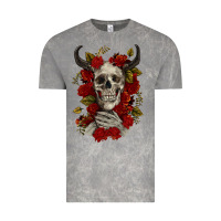 Cloud Rock Bull Human Skull With Roses Vintage Tee - RanaPortraitStore
