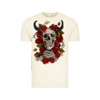 Vintage Arctic Bull Human Skull With Roses Vintage Tee - RanaPortraitStore
