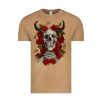 Vintage Camel Bull Human Skull With Roses Vintage Tee - RanaPortraitStore