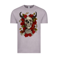 Vintage Zinc Bull Human Skull With Roses Vintage Tee - RanaPortraitStore