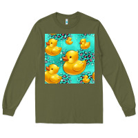 Army Green rubber duck seamless pattern Long Sleeve Tee - HRA Design Shop