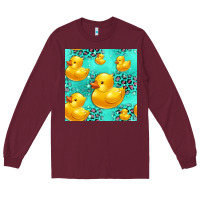 Burgundy rubber duck seamless pattern Long Sleeve Tee - HRA Design Shop