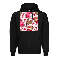 Black valentines day milkshake seamless pattern Zipper Hoodie - BundleAndBundleShop