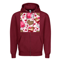Burgundy valentines day milkshake seamless pattern Zipper Hoodie - BundleAndBundleShop