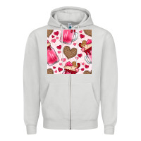 Dove Grey valentines day milkshake seamless pattern Zipper Hoodie - BundleAndBundleShop
