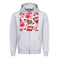 Heather Grey valentines day milkshake seamless pattern Zipper Hoodie - BundleAndBundleShop