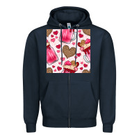 Navy valentines day milkshake seamless pattern Zipper Hoodie - BundleAndBundleShop