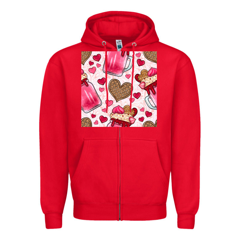 Valentines Day Milkshake Seamless Pattern Zipper Hoodie by BundleAndBundleShop | Teevron