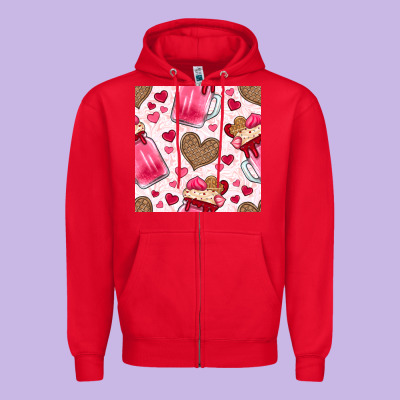 Valentines Day Milkshake Seamless Pattern Zipper Hoodie Designed By Bundleandbundleshop