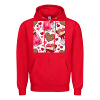Red valentines day milkshake seamless pattern Zipper Hoodie - BundleAndBundleShop