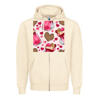 Sandshell valentines day milkshake seamless pattern Zipper Hoodie - BundleAndBundleShop