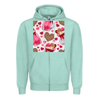 Seafoam valentines day milkshake seamless pattern Zipper Hoodie - BundleAndBundleShop