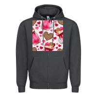 Smoke valentines day milkshake seamless pattern Zipper Hoodie - BundleAndBundleShop