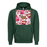 Sports Green valentines day milkshake seamless pattern Zipper Hoodie - BundleAndBundleShop