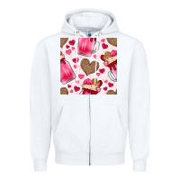 White valentines day milkshake seamless pattern Zipper Hoodie - BundleAndBundleShop