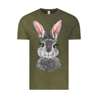 Vintage Olive Bunny Face Vintage Tee - RanaPortraitStore